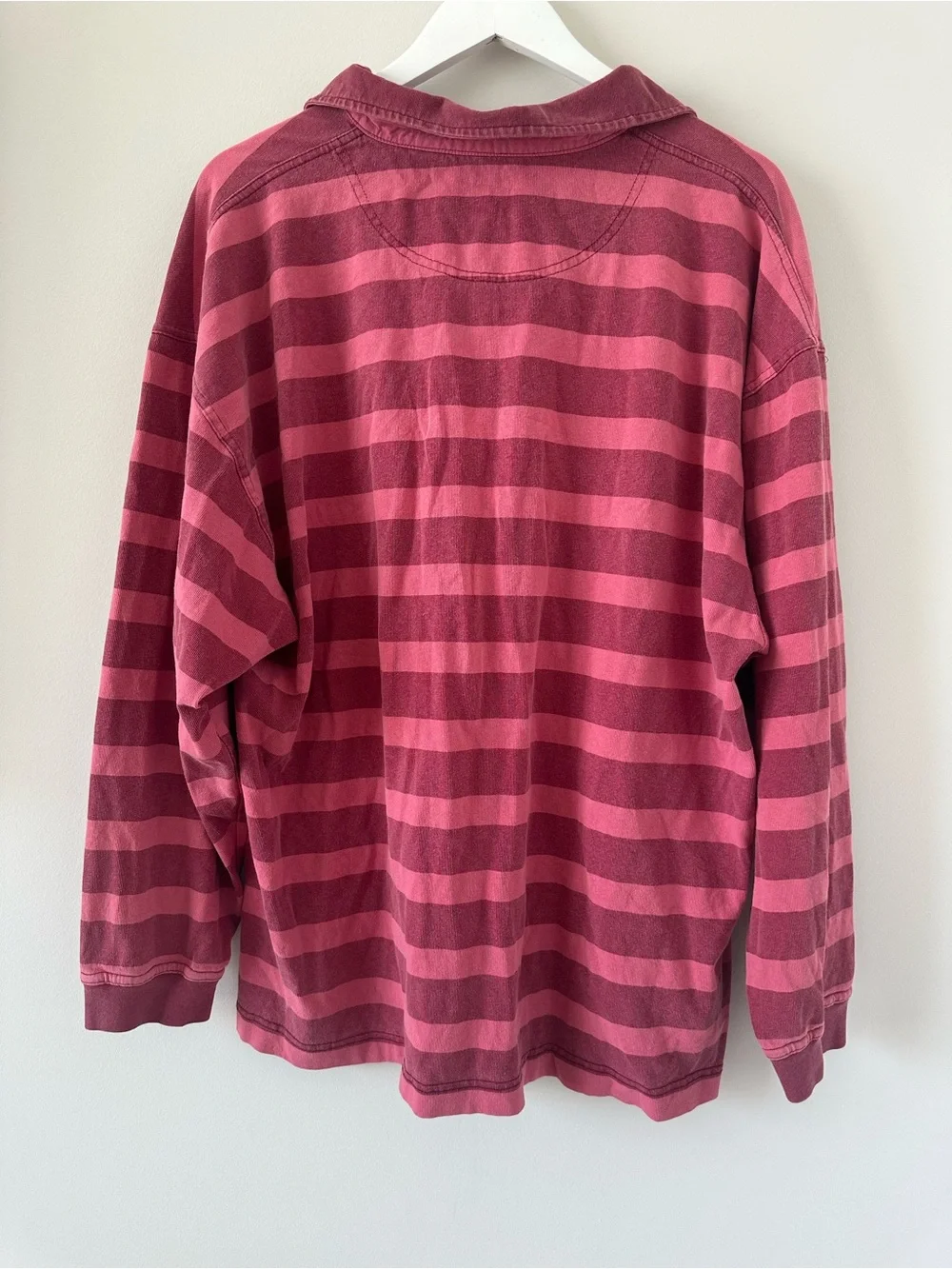 GAP Men’s Vintage Rugby Tee Red Striped Long Sleeve Henley Tshirt Sweater XL VTG